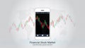 Forex trading candlestick chart on mobile screen. Royalty Free Stock Photo