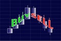 Forex trading diagram, buy and sell. Bar chart and stock market with text up and down. Candles trade.