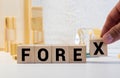 FOREX word written on wood block Royalty Free Stock Photo