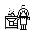 forge blacksmith line icon vector illustration Royalty Free Stock Photo