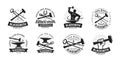 Forge, blacksmith logo or label. Blacksmithing set of icons Royalty Free Stock Photo