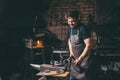 Forge, blacksmith`s work, hot metal Royalty Free Stock Photo