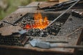 Forge, brazier with very hot coals, close-up Royalty Free Stock Photo