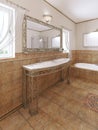 Forged bathroom vanities with a mirror and a washbasin in the bathroom classic style Royalty Free Stock Photo