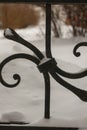 Forged fence on a background of snow Royalty Free Stock Photo