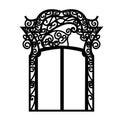 Forged fence. Gothic door, vector design. Decorative garden gate. Metal pattern or iron wicket for garden, castel. Rich Royalty Free Stock Photo