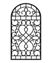 Forged fence. Gothic door, vector design. Decorative garden gate. Metal pattern or iron wicket for garden, castel. Rich ornament Royalty Free Stock Photo