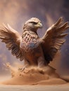 Forged from the fusion of stone and sand, a majestic eagle sculpture takes flight