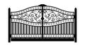 Forged gate. Architecture detail. Black forged gate with decorative lattice isolated on white background. Vector EPS10 Royalty Free Stock Photo