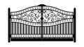 Forged gate. Architecture detail. Black forged iron gate with decorative lattice isolated on white background. Vector EPS 10 Royalty Free Stock Photo