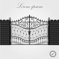 Forged gate. Architecture detail. Decorative wrought fences and gates vector set. Black gate fence frame. Vector EPS10. Royalty Free Stock Photo