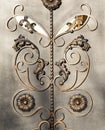 Forged items on gray metal gates