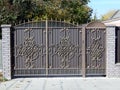 Forged metallic gate with a gate in a fence