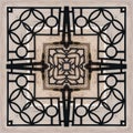 Forged openwork iron fence - a pattern square from a photo Royalty Free Stock Photo