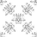 Forged seamless pattern of black fleur-de-lis on a white background. Openwork metal fence design. Modern style for Royalty Free Stock Photo