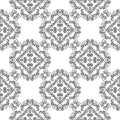 Forged seamless pattern of black fleur-de-lis on a white background. Openwork metal fence design. Modern style for Royalty Free Stock Photo