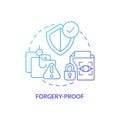 Forgery-proof blue gradient concept icon