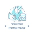 Forgery-proof turquoise concept icon