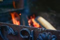 Forget brazier with wood and fire Royalty Free Stock Photo