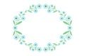 Forget me not flower oval frame. Oval frame with flowers around the perimeter. Delicate blue flowers. Vector