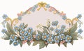 Forget-Me-Not flowers, decorative background with copy space illustrated vintage style. Generative AI