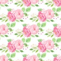 Forget me not and roses raster seamless pattern