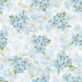 Forget me not seamless pattern. Watercolor hand drawn background.