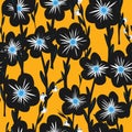 Forget-me-nots, daisies, stylized floral pattern.