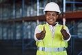 Forget safety first, how about safety forever. Portrait of a young woman working showing thumbs up at a construction