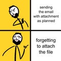 Forgetting adding attachment to email meme