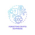 Forgetting crypto keyphrase blue gradient concept icon