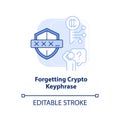 Forgetting crypto keyphrase light blue concept icon