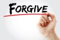 Forgive text with marker, business concept
