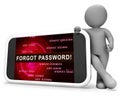 Forgot Password Phone Shows Login Authentication Invalid - 3d Illustration