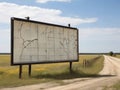 Forgotten advertising: a fallen sign near an abandoned road