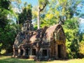 Forgotten beauty: An old abandoned Khmer building nestled in a Cambodian forest, a remarkable monument of medieval Asian Royalty Free Stock Photo