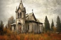 forgotten church with a crumbling steeple and cracked bell