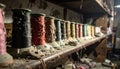 Forgotten Threads on a Dusty Workshop Shelf Royalty Free Stock Photo
