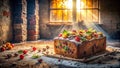 Forgotten Delights Exploring an Abandoned Bakery Filled with Decaying Treasures a Fruit Cake and Urban Exploration Royalty Free Stock Photo