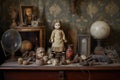 forgotten doll amongst forgotten family heirlooms Royalty Free Stock Photo