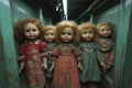 Forgotten Dolls in a Dark Hallway Royalty Free Stock Photo