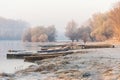 A forgotten fishing boat in the tributary of the Danube Royalty Free Stock Photo