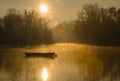 A forgotten fishing boat in the tributary of the Danube Royalty Free Stock Photo