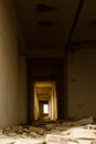 Old forgotten interior of abandoned house with cracked walls