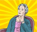 Forgotten old woman.Pop art retro vector illustration vintage kitsch drawing,Comic Book Work Style.Separate images of people from Royalty Free Stock Photo