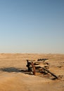 A forgotten ox wagon rusting away in the Namib desert