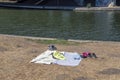 Forgotten Towel And Shoes At A River Amsterdam The Netherlands 2018