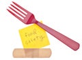 Fork with Bandage Food Safety Concept Royalty Free Stock Photo