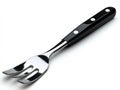 Fork with a black handle sits on a white background Royalty Free Stock Photo