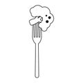 Fork with broccoli in black and white Royalty Free Stock Photo